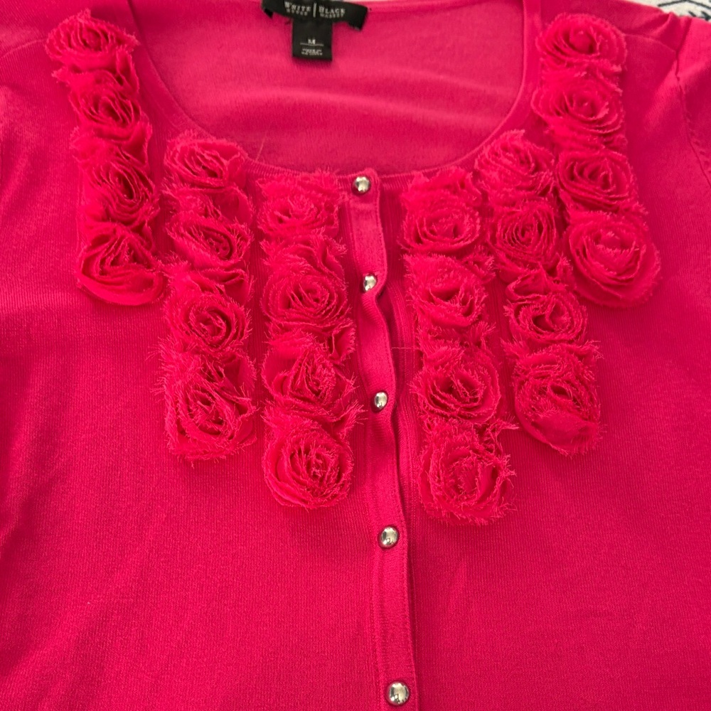 White House Black Market Pink Rosette Blouse